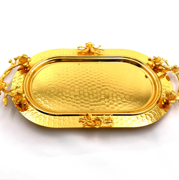 wholesale tray Luxury Wedding decoration gold Metal Fruit Restaurant plates