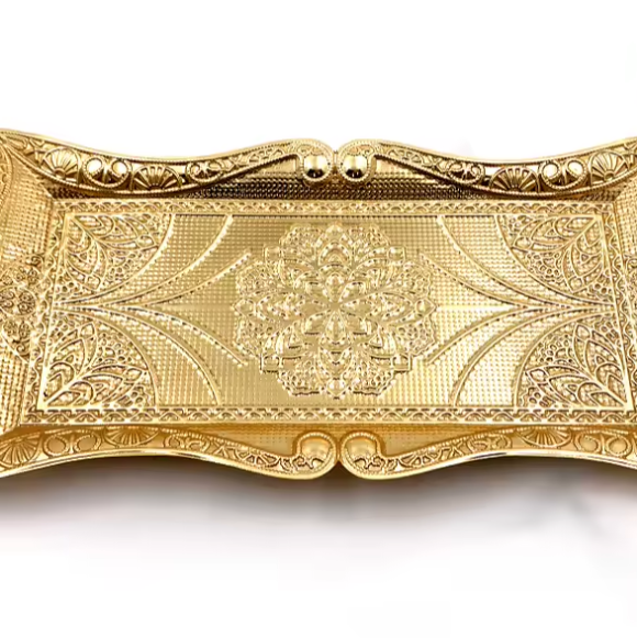 Factory wholesale tray luxury wedding decoration gold metal fruit service restaurant plates