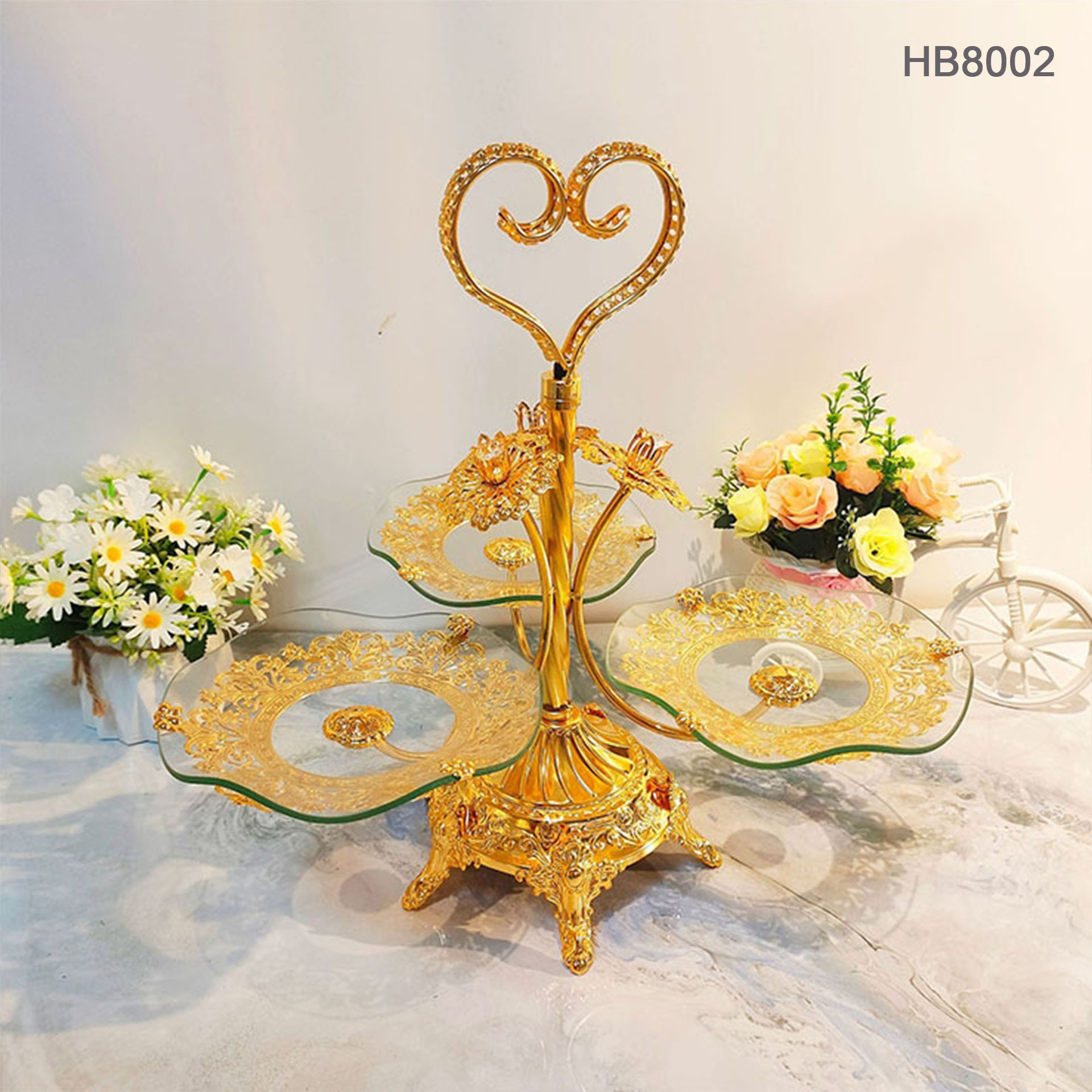 European Acrylic Hardware  Fruit Plate Gold Butterfly Decorated Four Plate Fruit Plate