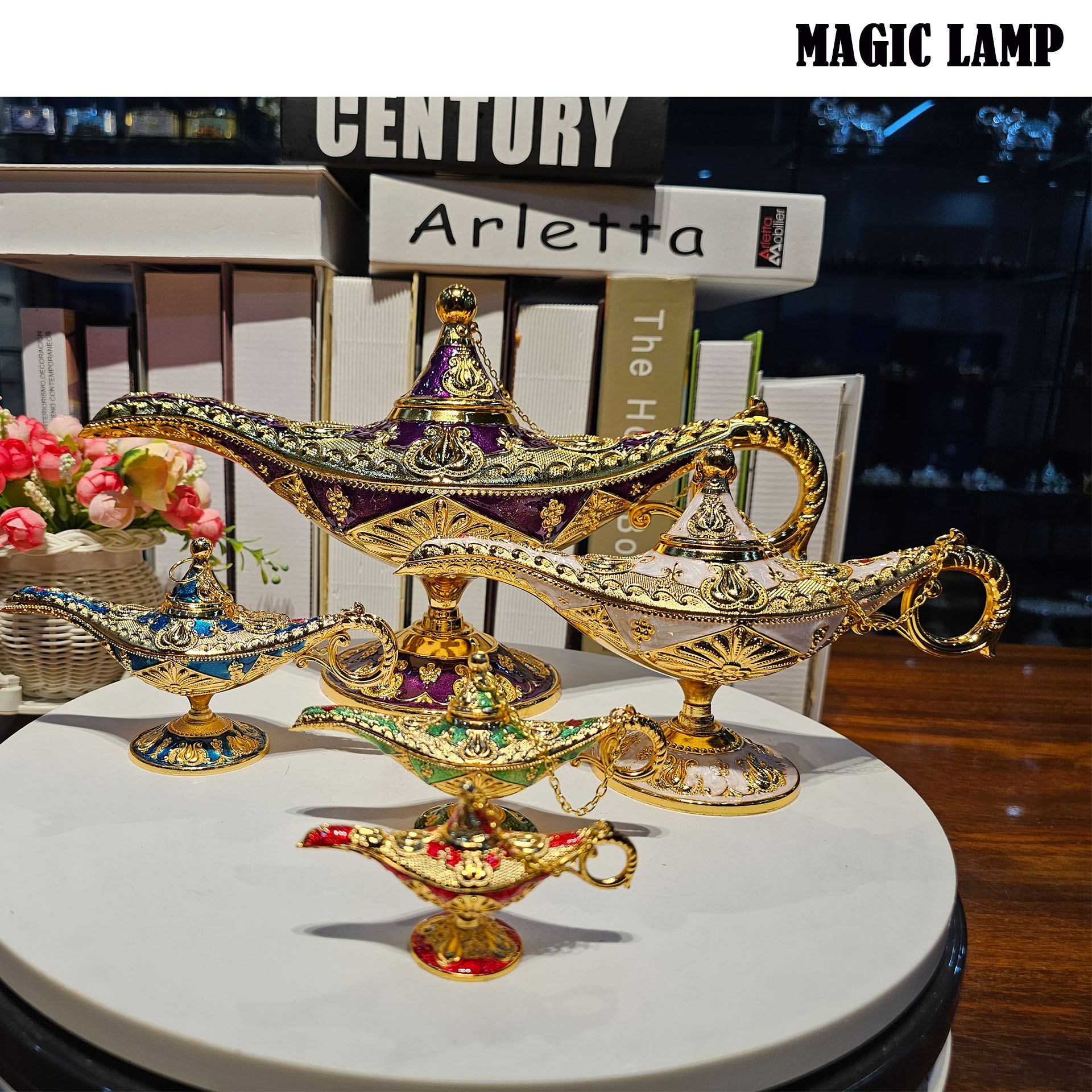 Wholesale Large Metal Colored Magic Lamp Fairy Tale Creative Birthday Crafts Metal Ornaments Magic Lamp For Gift